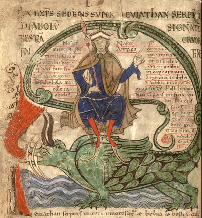 El Anticristo sentado en un Leviatán de Liber Floridus por Lambert de Saint-Omer, 1120 de Flemish School